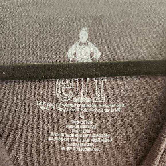 Elf Men's Size Large Christmas Current Mood Black T-shirt Movie X-mas New - Picture 3 of 4